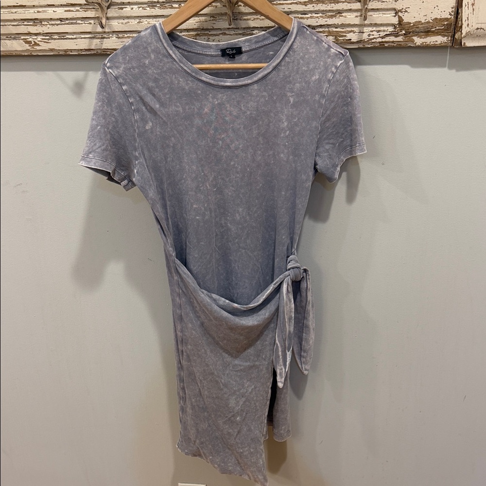Rails Edie Faux Wrap T-Shirt Dress Steel Acid Wash Gray Women's Size Small - Picture 2 of 9
